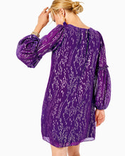 Load image into Gallery viewer, Cleme Silk Dress - Purple Berry Fish Clip Chiffon
