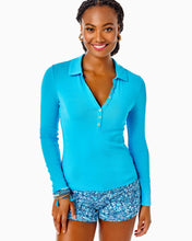 Load image into Gallery viewer, Reema Long Sleeve Polo Top - Cumulus Blue

