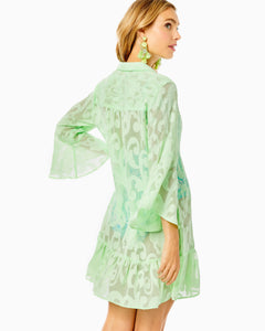 Linley Coverup - Pistachio Green Poly Crepe Swirl Clip
