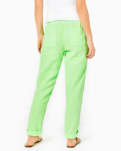 Load image into Gallery viewer, 31&quot; Taron Mid-Rise Linen Pant - Lime Zest
