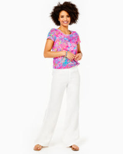 31" Deri Linen Palazzo Pant - Resort White