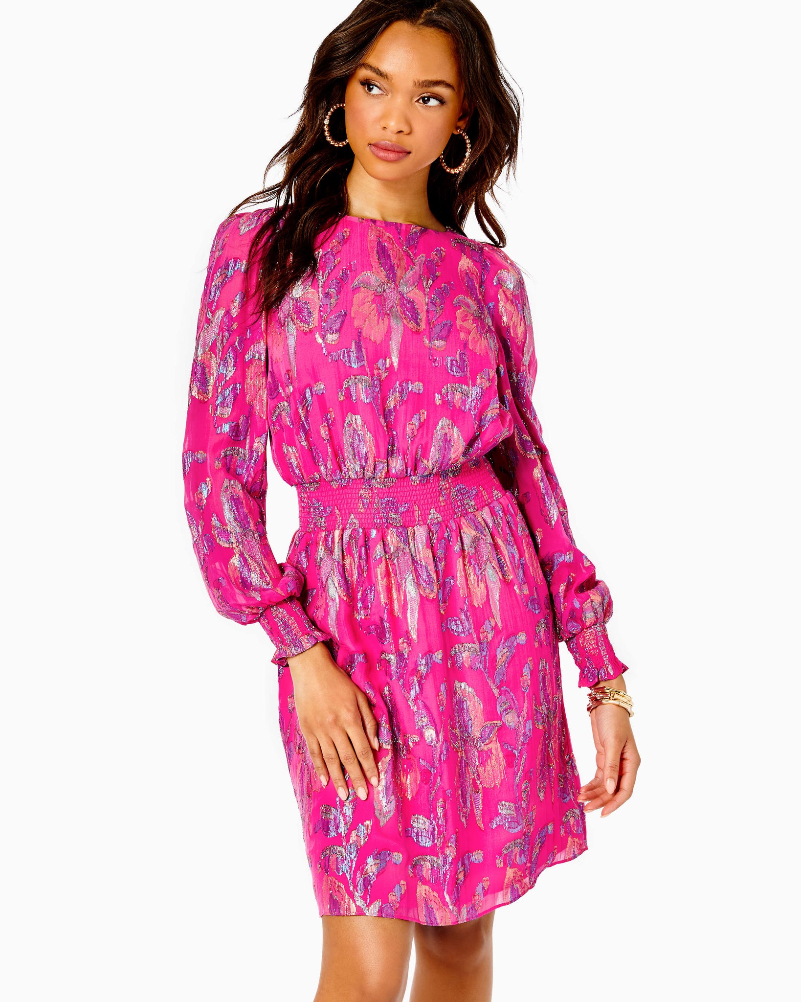 lilly pulitzer pink silk dress Lilly Pulitzer Evaline Silk Dress - Sun Shell Pink Floral Bloom Silk Clip