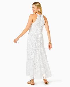 Beccalyn Eyelet Maxi Dress - Resort White Oversized Pinwheel Rayon Eyelet