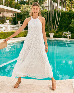 Beccalyn Eyelet Maxi Dress - Resort White Oversized Pinwheel Rayon Eyelet