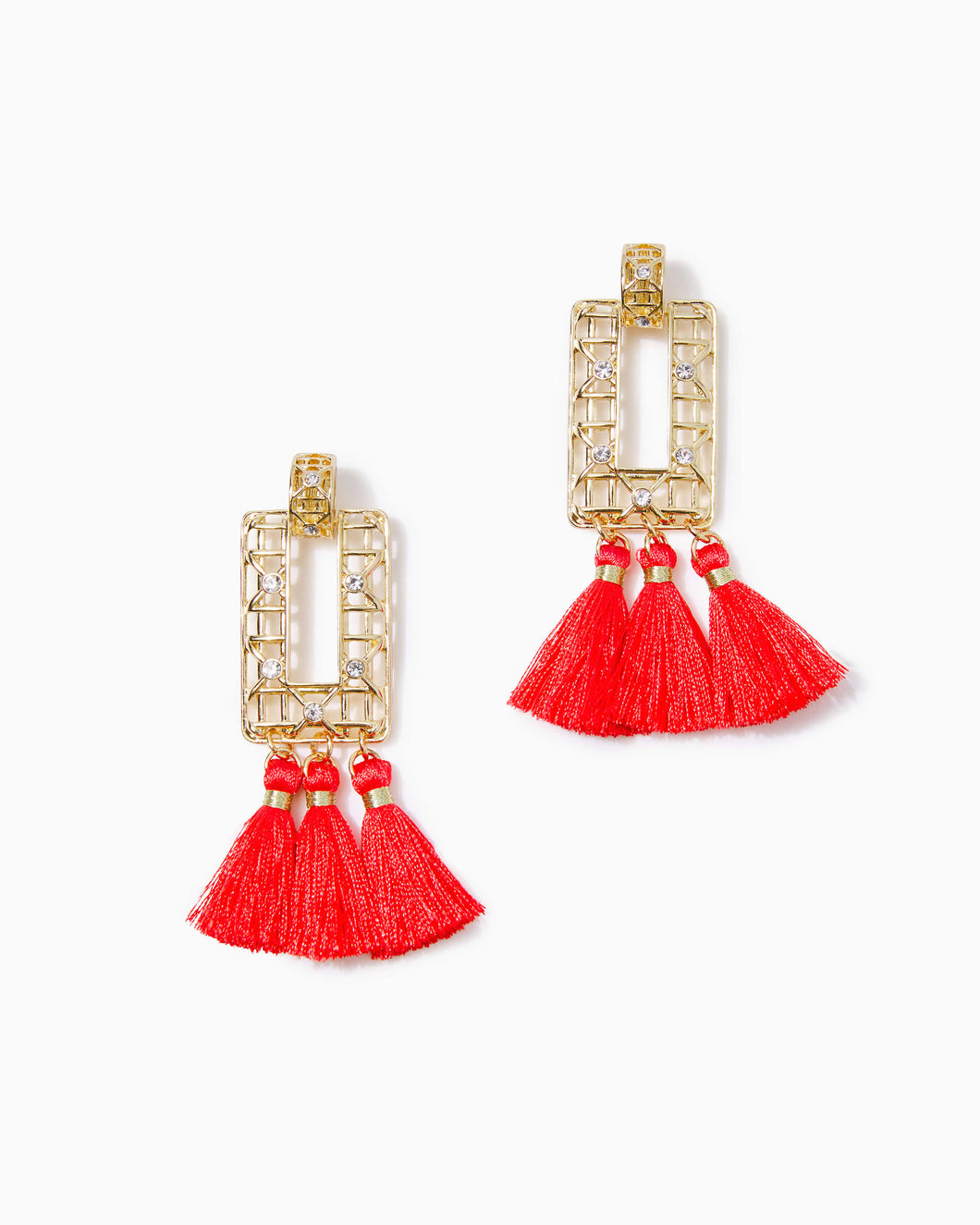 Island Vibes Tassel Earrings - Ruby Red