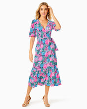 Load image into Gallery viewer, Brantley Midi Wrap Dress - Oyster Bay Navy Always Be Blooming
