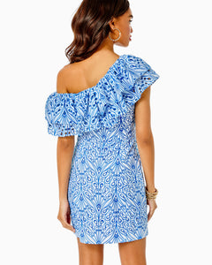 Sundea One-Shoulder Eyelet Shift Dress - Blue Tang Hey Soleil Eyelet