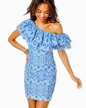 Load image into Gallery viewer, Sundea One-Shoulder Eyelet Shift Dress - Blue Tang Hey Soleil Eyelet
