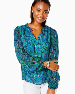 Giana Top - Low Tide Navy Lil Catty Purrsonality