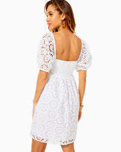 Load image into Gallery viewer, Kay Short Sleeve Eyelet Dress - Resort White Oversized Pinwheel Eyelet
