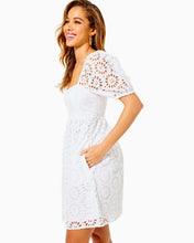 Load image into Gallery viewer, Kay Short Sleeve Eyelet Dress - Resort White Oversized Pinwheel Eyelet
