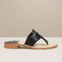 Load image into Gallery viewer, Black Patent Jack Rogers Flat Sandal
