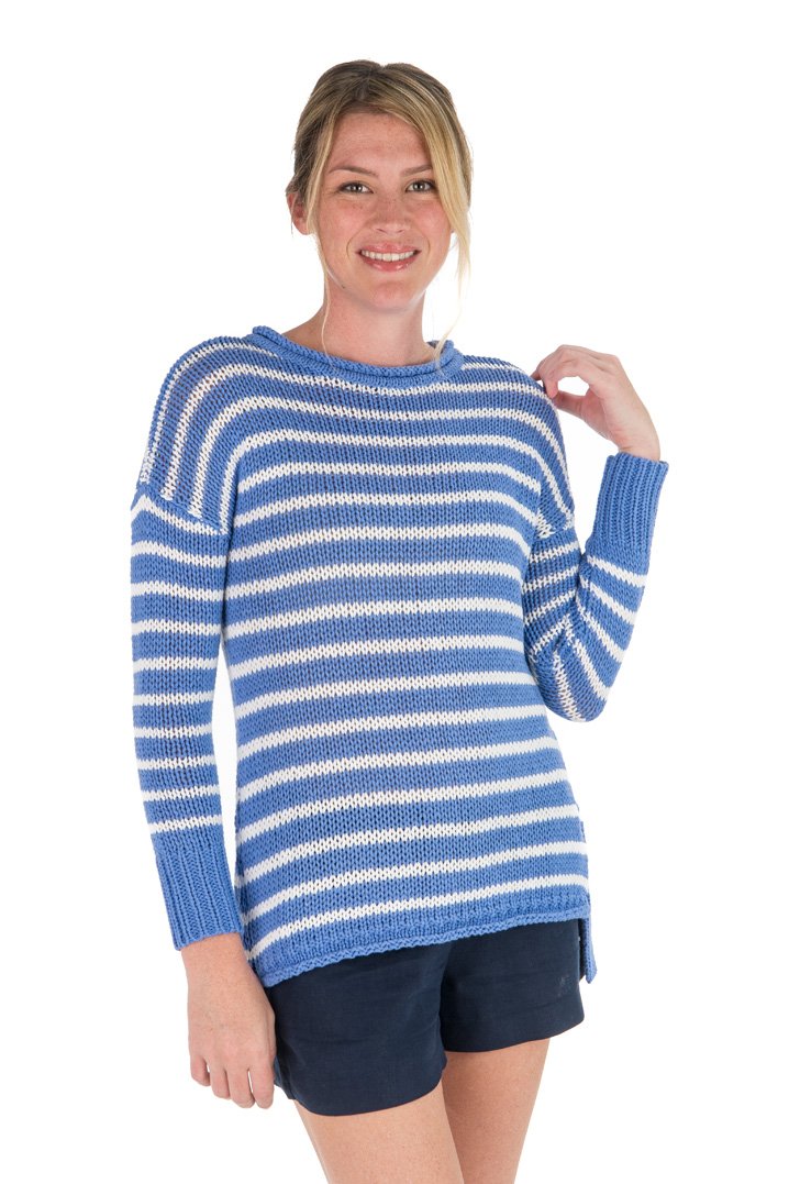 Relaxed Crew Sweater - Antigua Blue Stripe