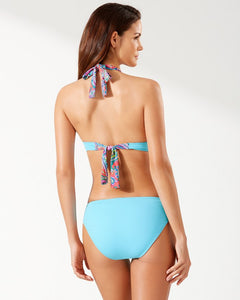 Paisley Keys Reversible Double-Strap Halter Bikini Top - Coral Coast