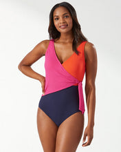 Load image into Gallery viewer, Island Cays Colorblock Wrap-Front One-Piece Swimsuit - Passion Pink
