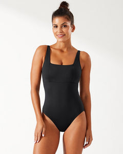 Palm Modern™ Over-the-Shoulder Square Neck One-Piece Swimsuit - Black
