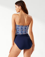 Load image into Gallery viewer, Island Cays Ikat Bandeau One-Piece Swimsuit - Mare Navy
