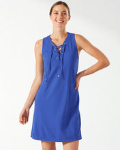 Load image into Gallery viewer, Island Cays Lace-Up Dress - Beaming Blue

