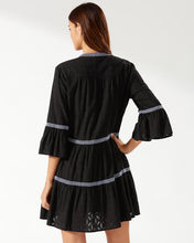 Load image into Gallery viewer, Cotton Clip Embroidered Tier Dress - Black
