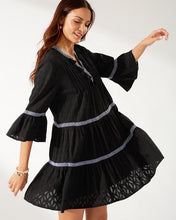 Load image into Gallery viewer, Cotton Clip Embroidered Tier Dress - Black
