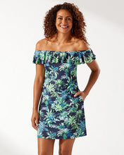 Load image into Gallery viewer, Art Of Palms Off-The-Shoulder Dress - Mare Navy
