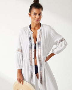 Sunlace Long Open-Front Duster - White