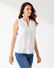 Load image into Gallery viewer, Coastalina Sleeveless Linen Top - White
