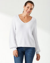 Load image into Gallery viewer, Belle Haven Long-Sleeve V-Neck Sweater - White
