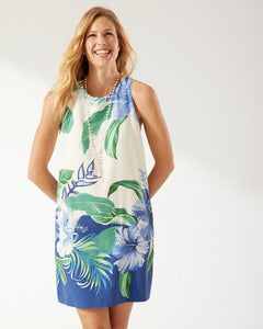 Floridian Floral Silk Shift Dress - Coconut